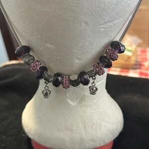 Pandora Purple and Pink Charm Necklace